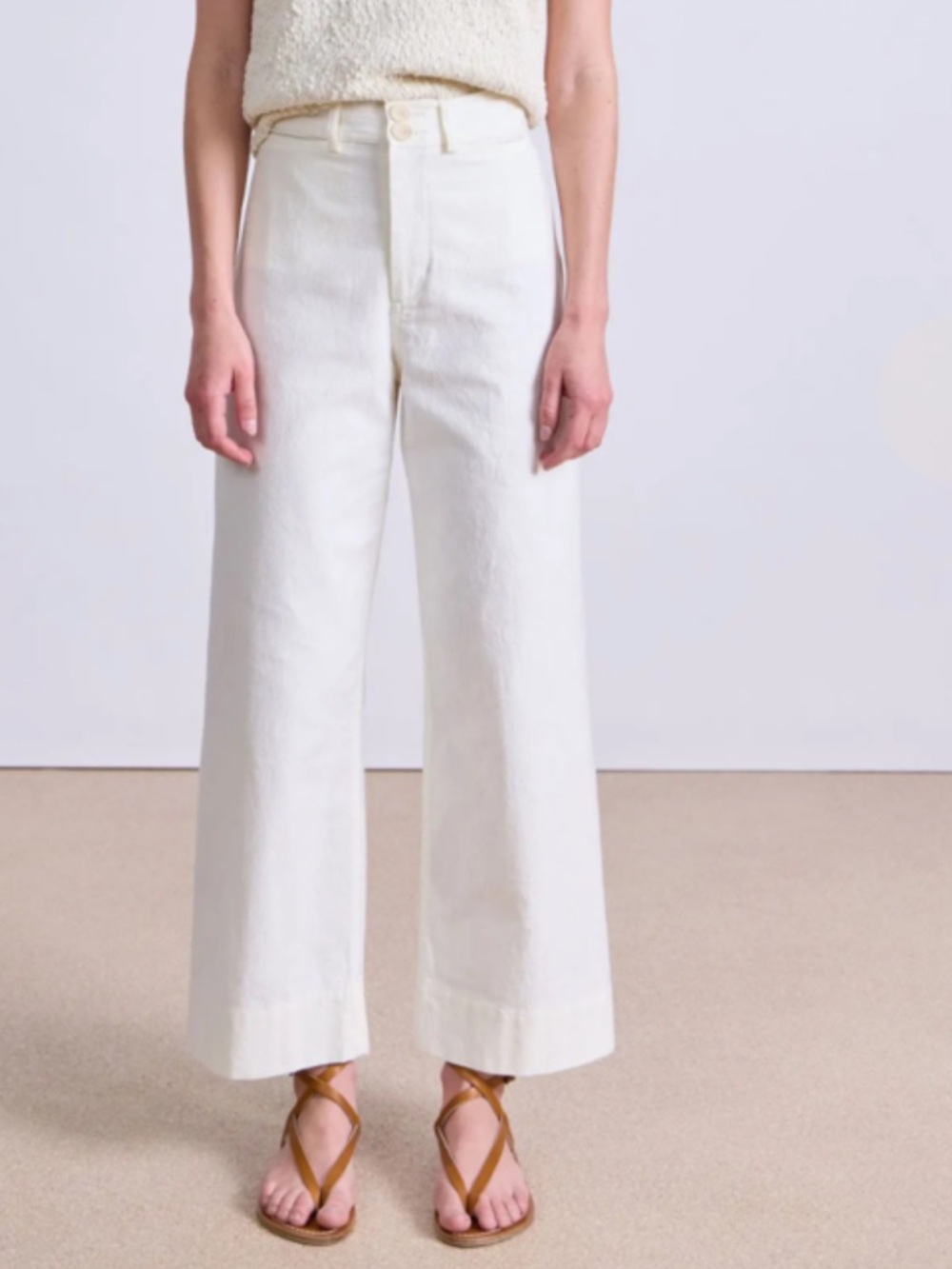 A Piece Apart Merida Cropped-Straight Leg denim Jeans in Ecru Size 28